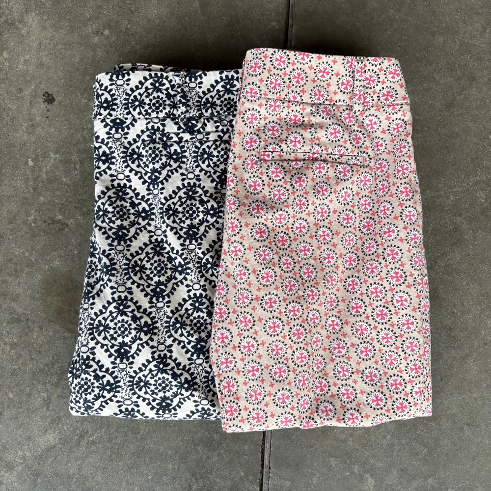 Ann Taylor LOFT Rivera Pants Womens 2 Petite Patterned Marisa Fit Ankle Lot of 2